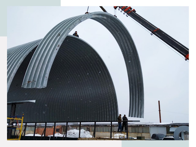 Полукруглые ангары в Александрове